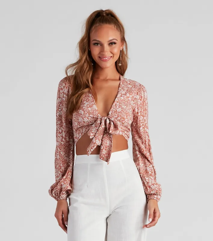 See Me Bloom Floral Tie Front Top sold by Windsor