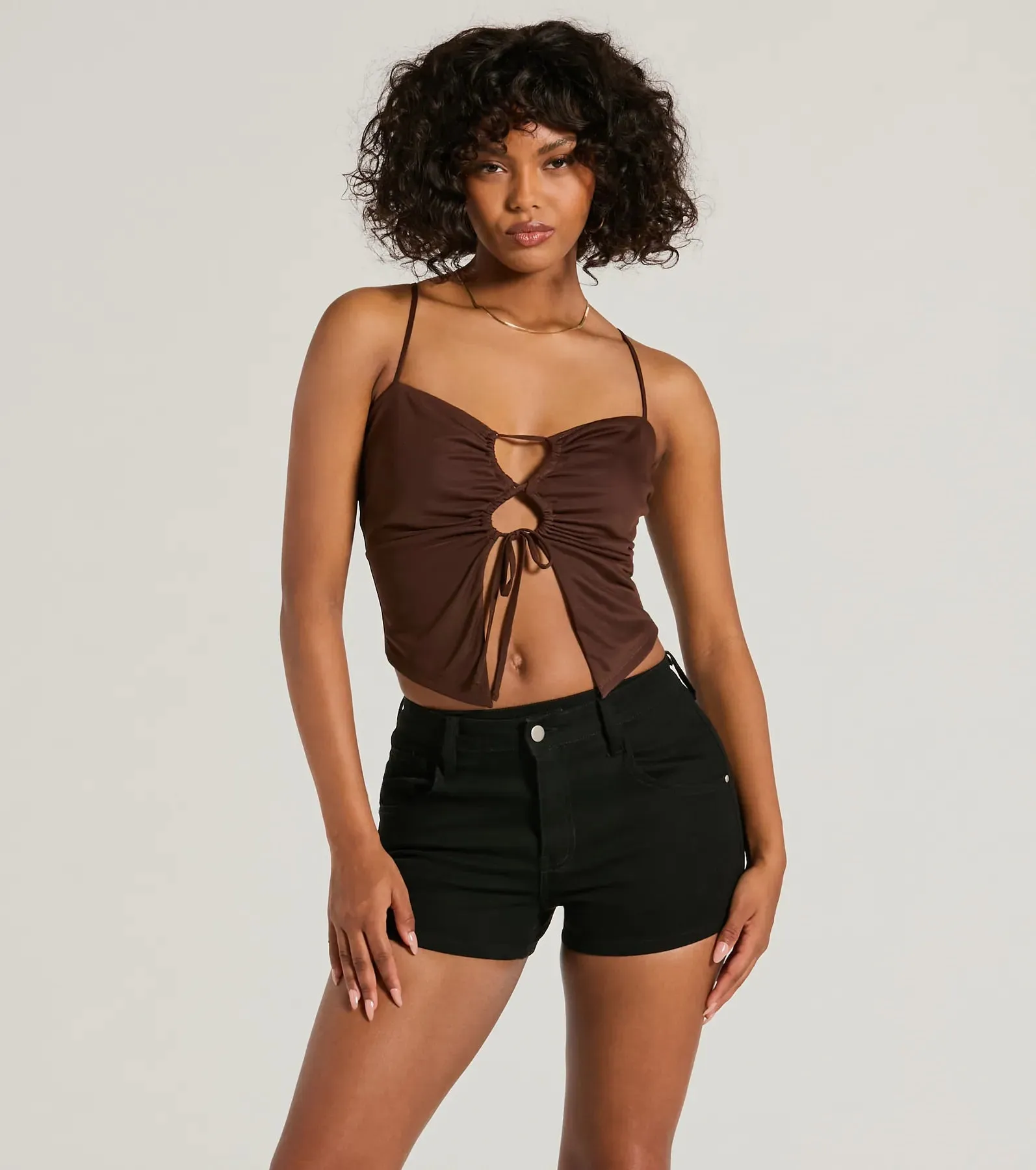 Sweet Fling Lace-Up Mesh Crop Top sold by Windsor
