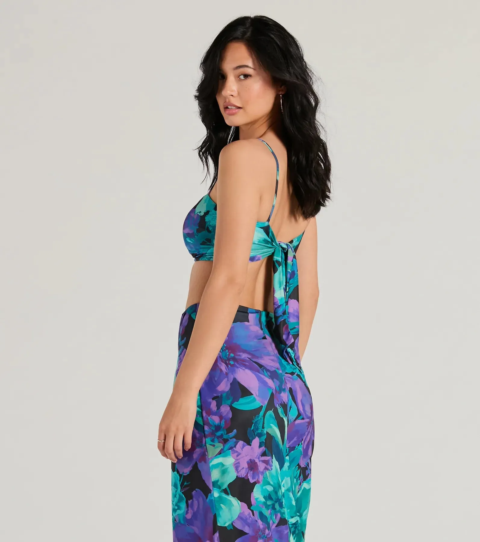 Tropical Vacay Spaghetti Strap Tie-Back Crop Top sold by Windsor product image thumbnail 2