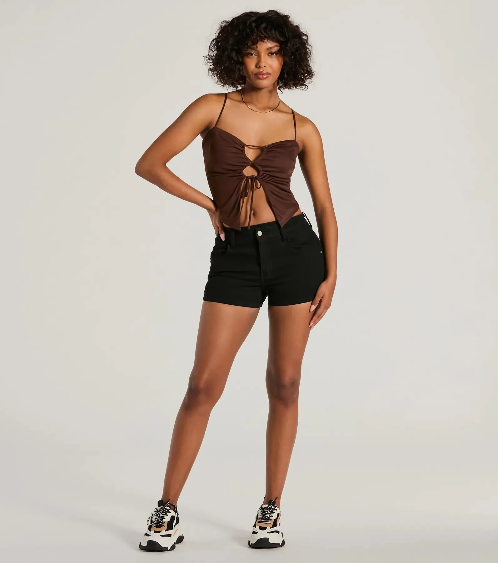 Sweet Fling Lace-Up Mesh Crop Top sold by Windsor product image thumbnail 3