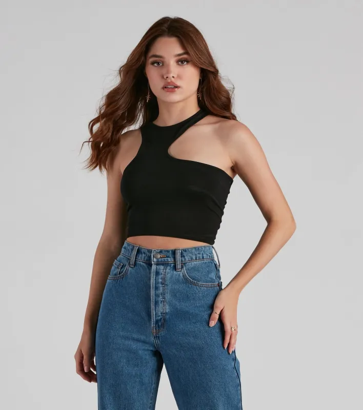 CLEARANCE - Everyday Trendsetter Cutout Crop Top sold by Windsor