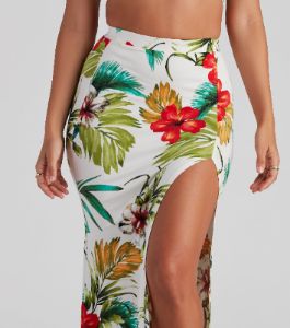 Tropical Glam Floral Maxi Skirt sold by Windsor
