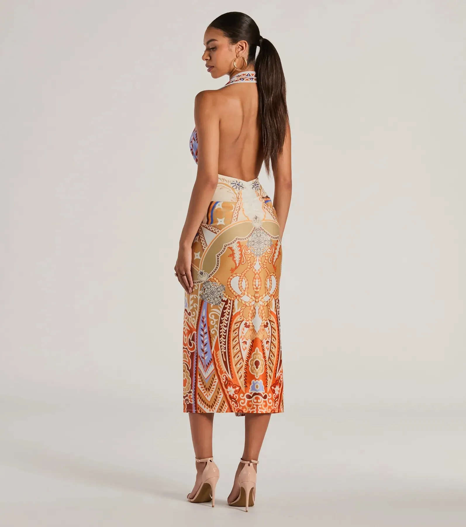 Vibrant Side Halter Bodycon Geometric Midi Dress sold by Windsor product image thumbnail 2