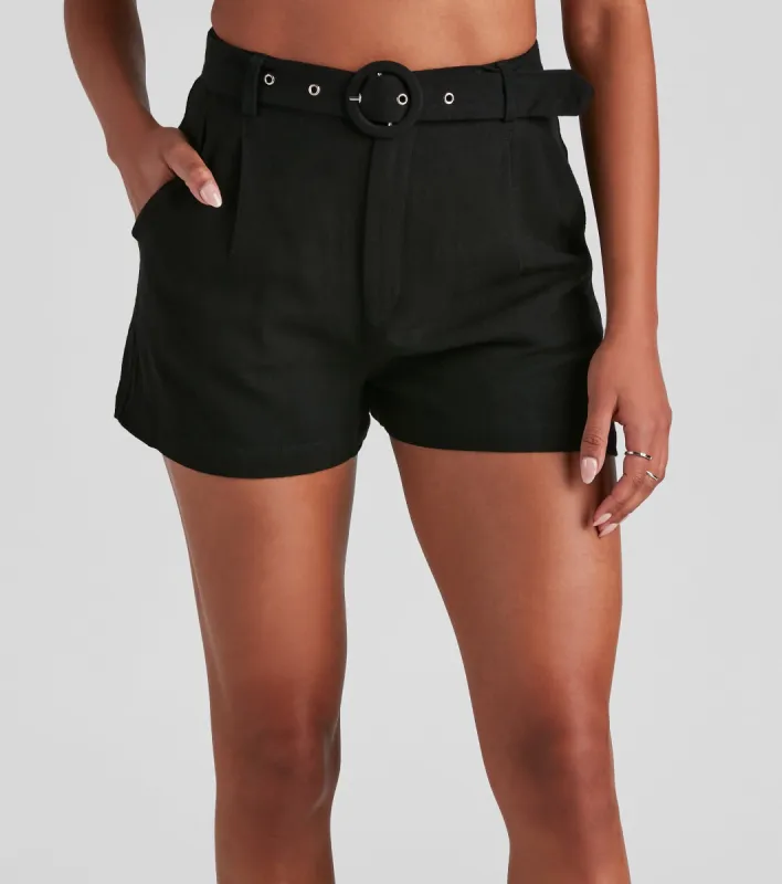 CLEARANCE - Casual High Waist Linen Shorts sold by Windsor