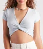 Flaunt It Girl V-Neck Twist Crop Top sold by Windsor