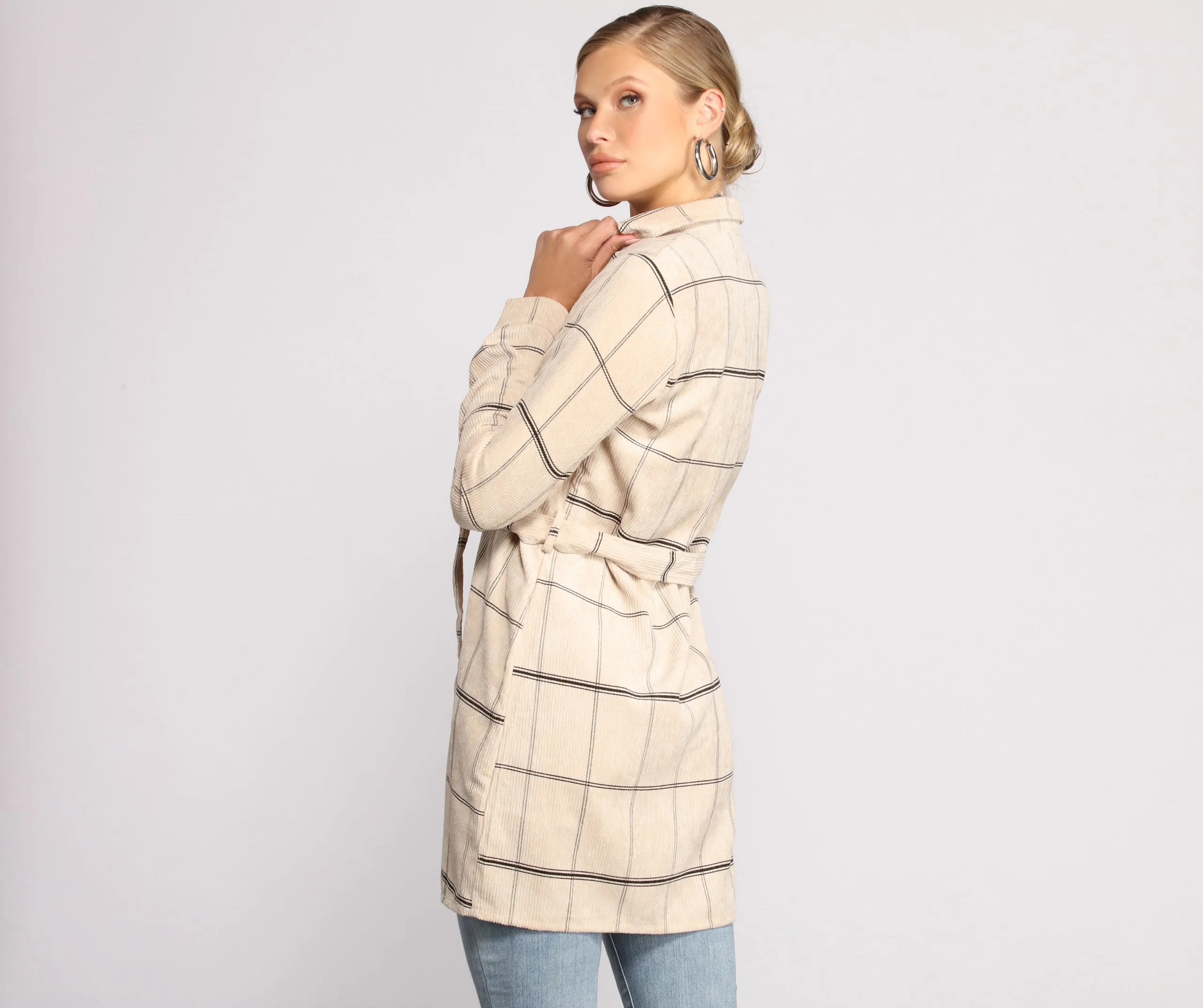 Poised in Plaid Belted Shacket sold by Windsor product image thumbnail 3