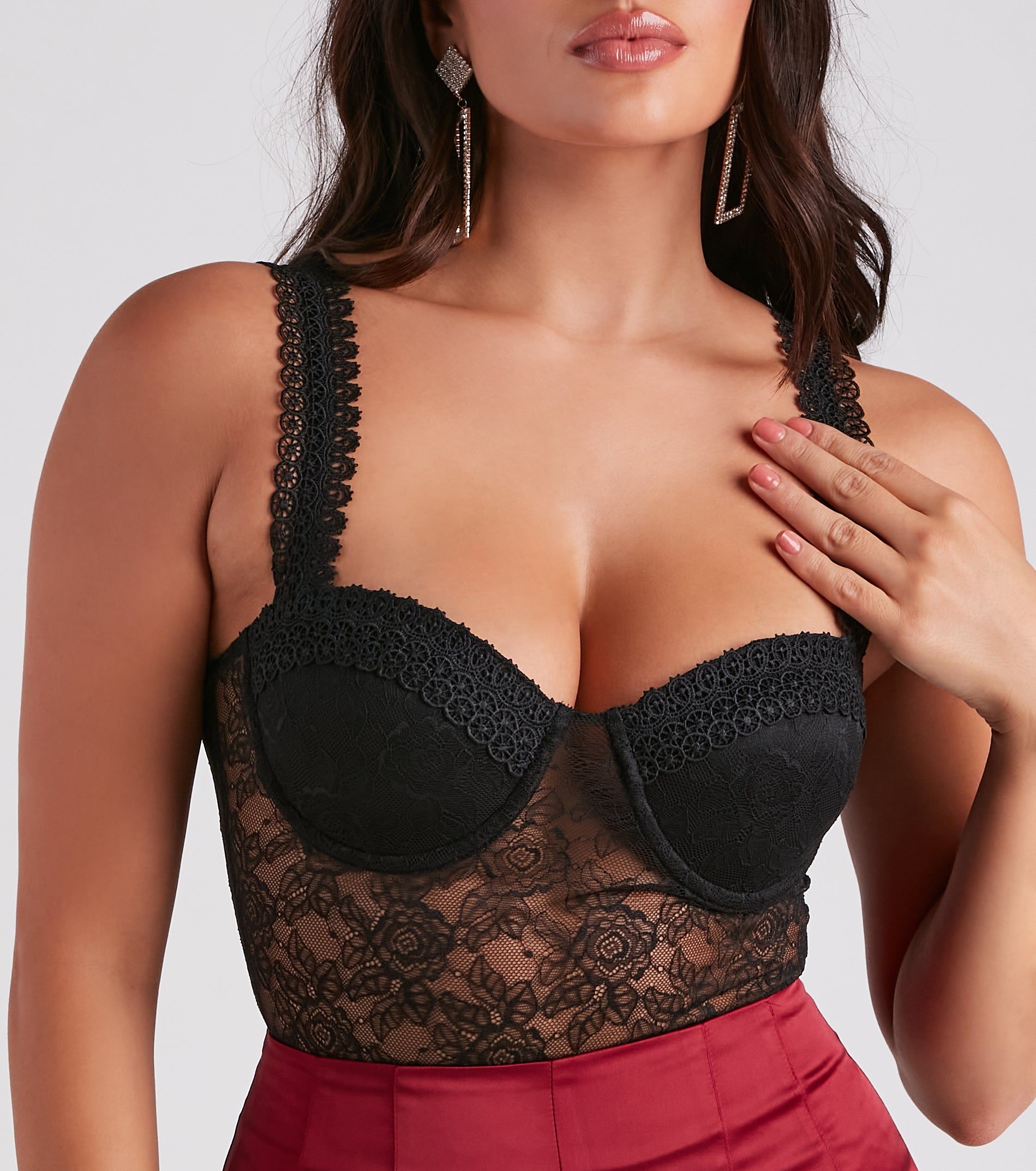 Lace Be Sheer Bustier Bodysuit sold by Windsor product image thumbnail 4