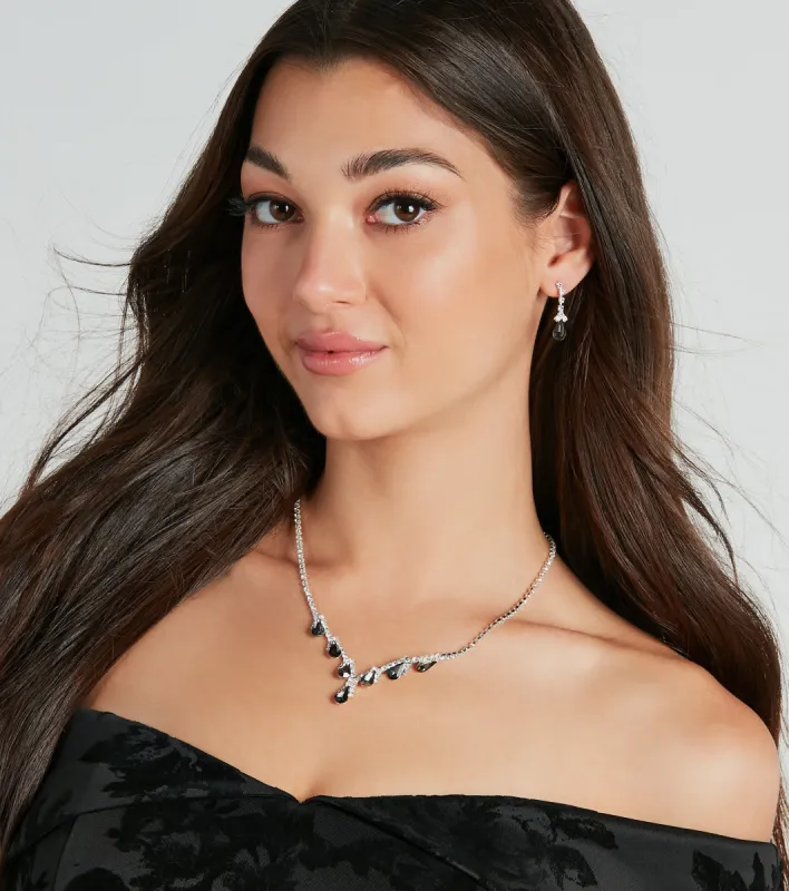 Luxe Era Gemstone Necklace And Earrings Set sold by Windsor