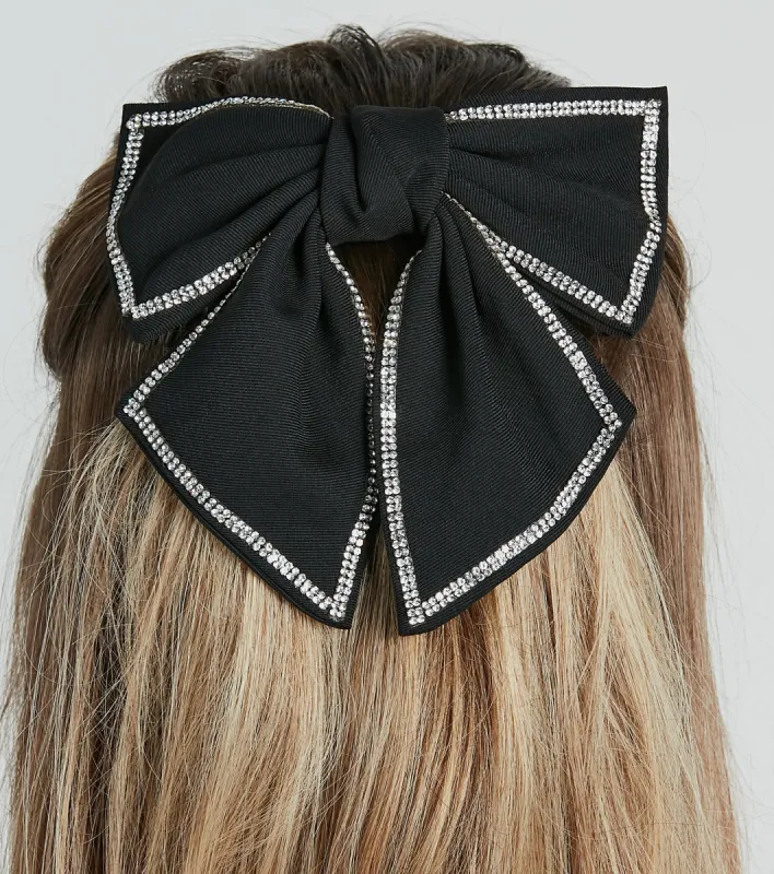 Adorably Chic Rhinestone Bow Barrette sold by Windsor