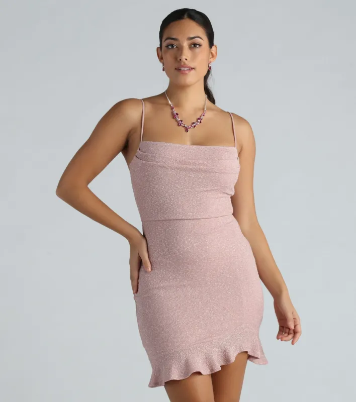 PLACEHOLDER - Edna Glitter Ruffle Party Mini Dress sold by Windsor