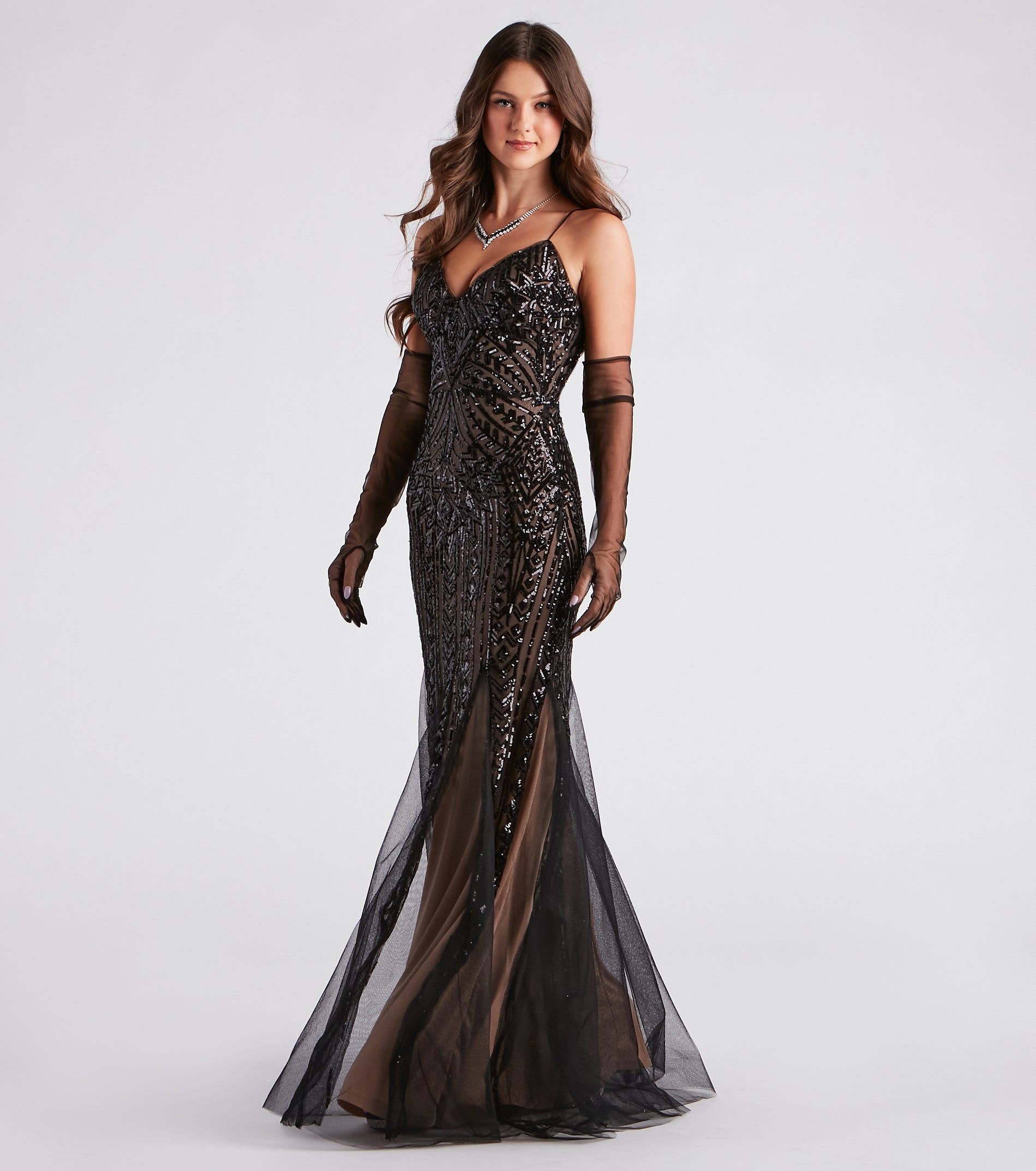 Juliana Formal Sequin Mesh Mermaid Dress sold by Windsor product image thumbnail 3