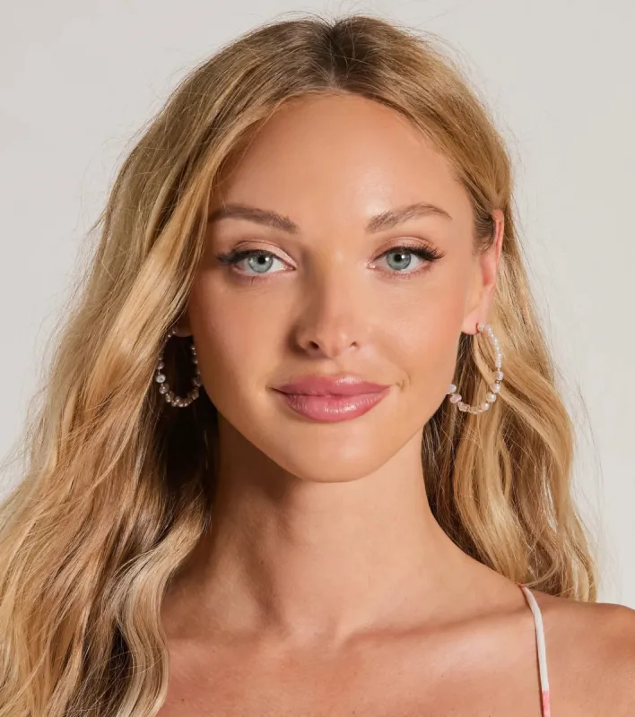 Darling Effect Faux Pearl Hoop Earrings sold by Windsor