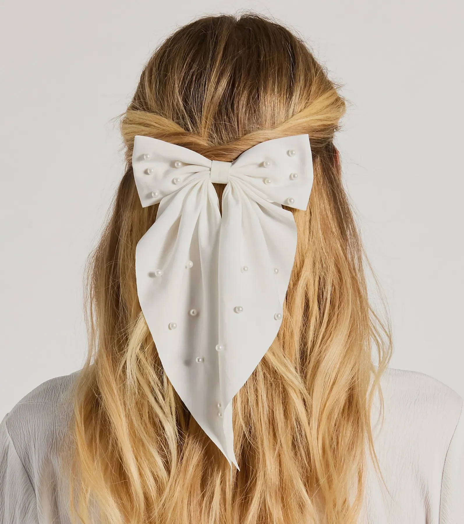 Ravishing And Chic Faux Pearl Hair Bow Barrette sold by Windsor