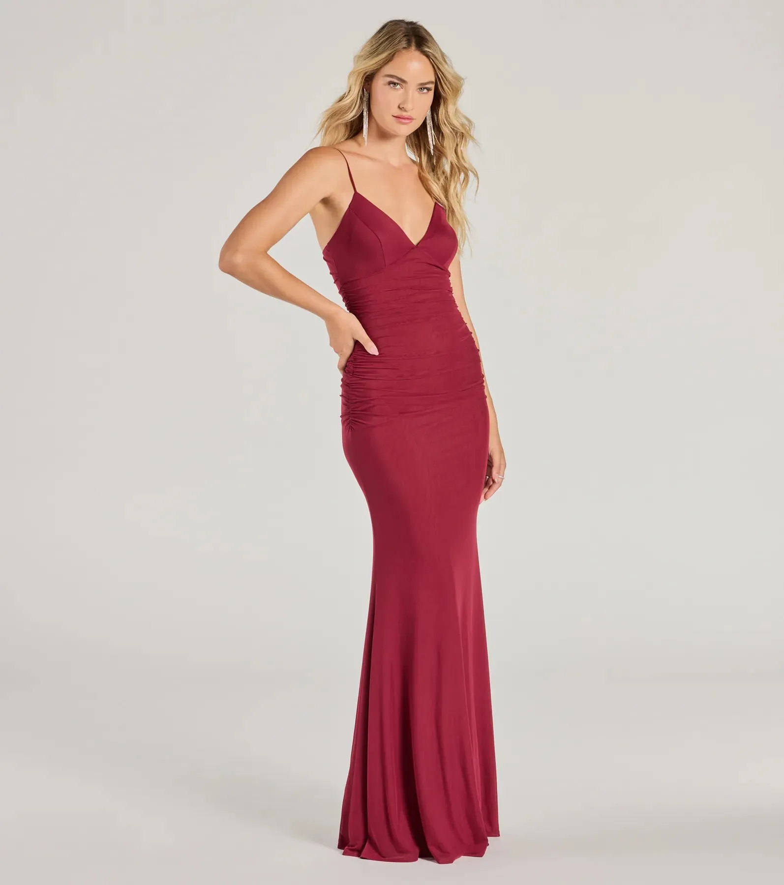 Kay Sleeveless V-Neck Mermaid Mesh Formal Dress sold by Windsor