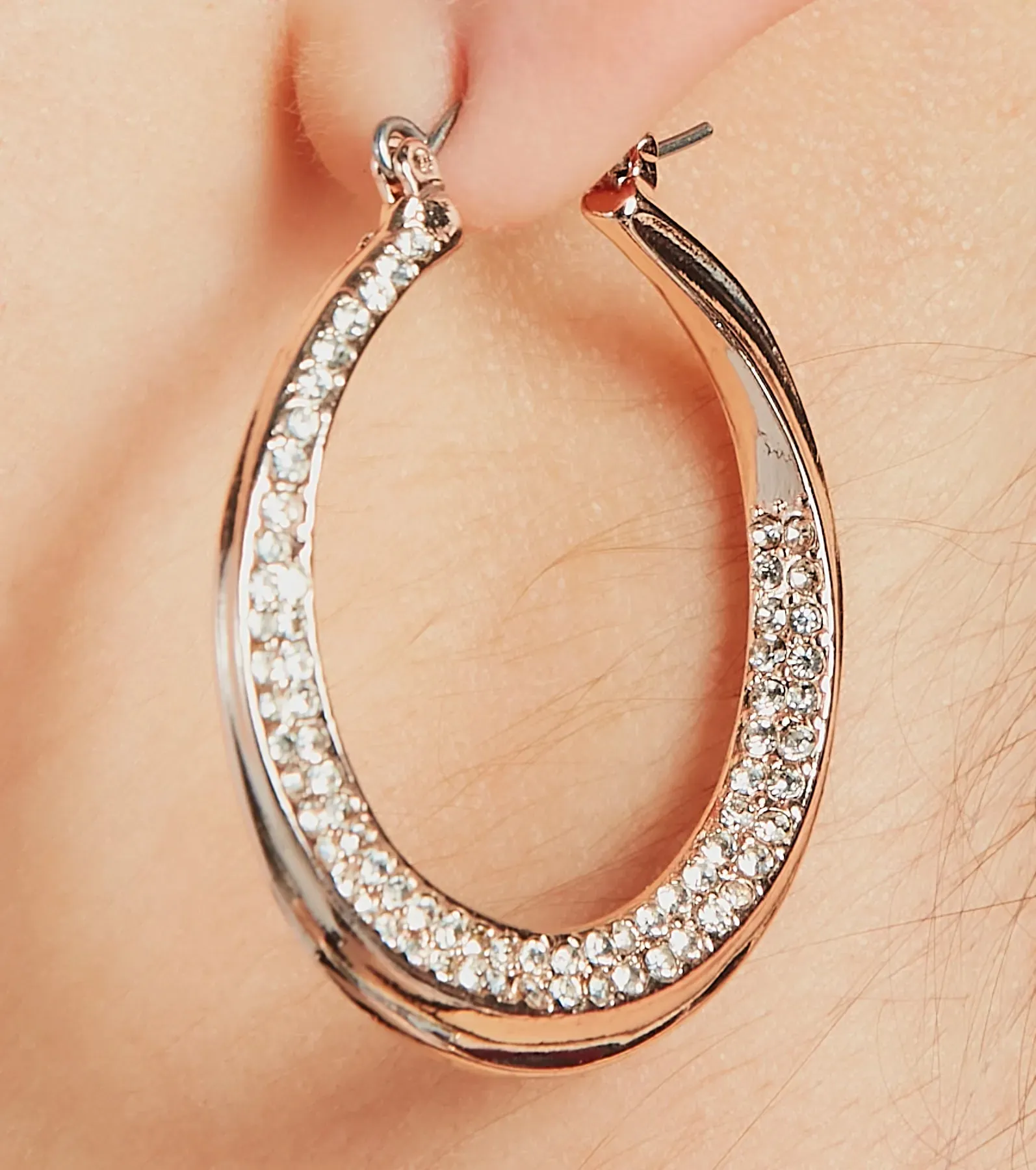Luxe Obsession Rhinestone Trim Hoop Earrings sold by Windsor product image thumbnail 2