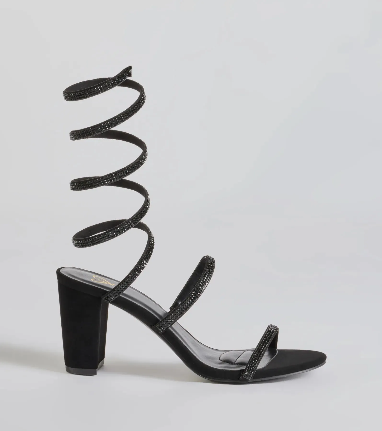 Gorgeous Girl Rhinestone Spiral Nubuck Block Heels sold by Windsor product image thumbnail 2