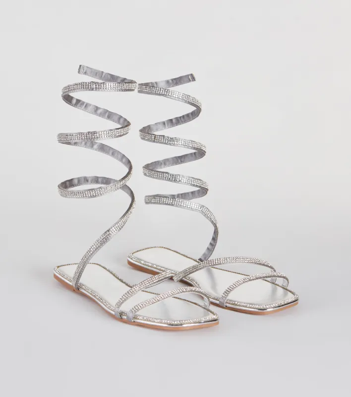 For A Spin Rhinestone Spiral Flat Sandals sold by Windsor