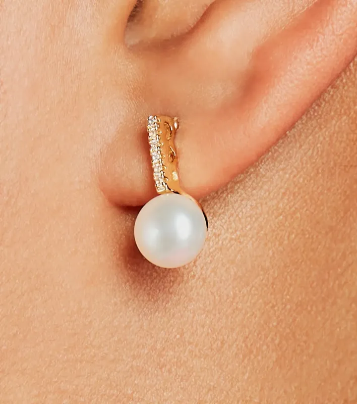 Sparkling Luxe 14K Gold Plated Pearl Stud Earrings sold by Windsor