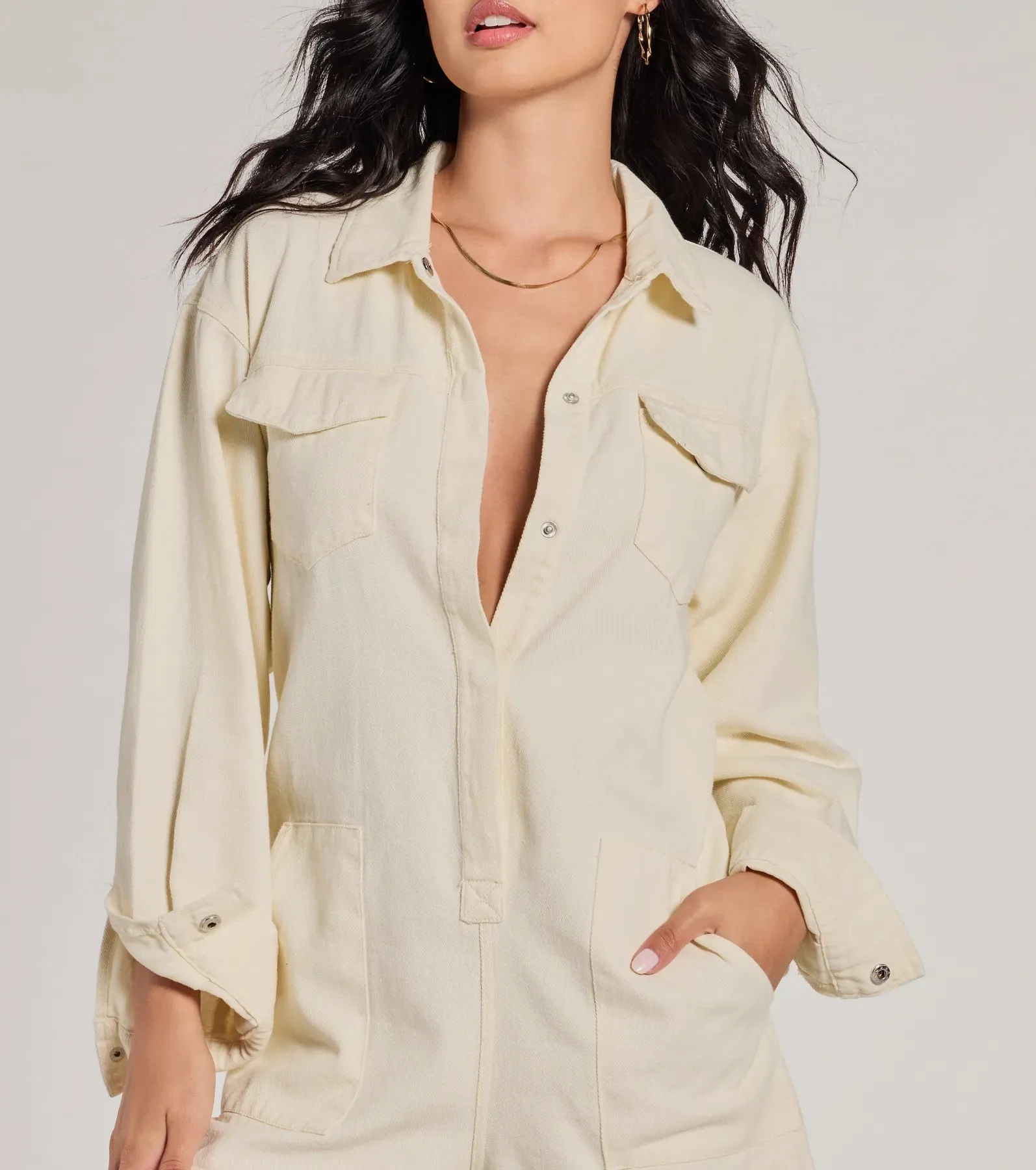 Casually Cool Long Sleeve Denim Romper sold by Windsor product image thumbnail 4