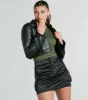Solo Rider Faux Leather Crop Moto Jacket sold by Windsor
