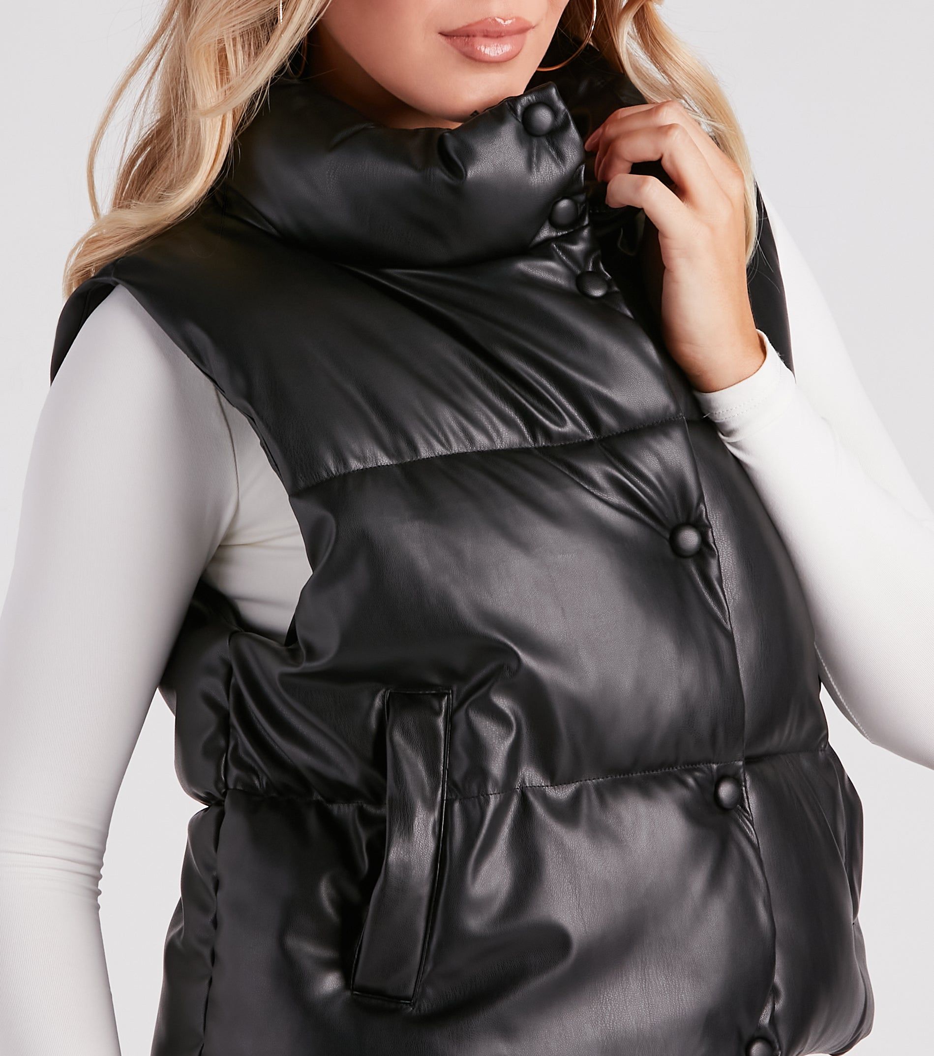 Style So Sleek Faux Leather Puffer Vest sold by Windsor product image thumbnail 4