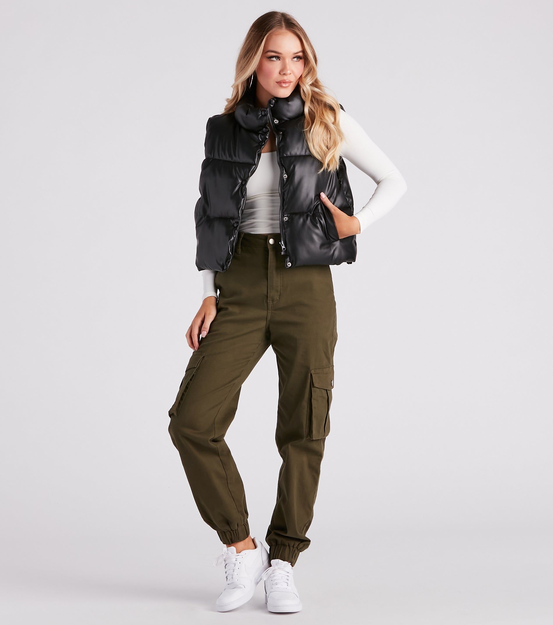 Style So Sleek Faux Leather Puffer Vest sold by Windsor product image thumbnail 3