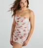 She's A Dream Strapless Ruched Floral Mesh Mini Dress sold by Windsor