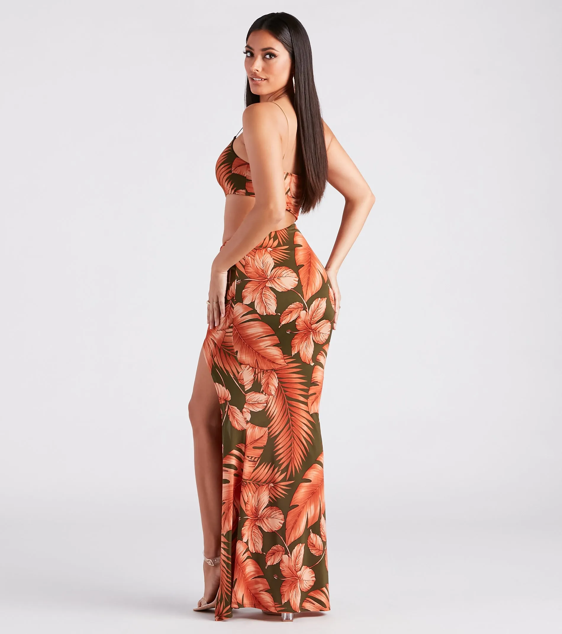 Sunkissed Beauty Tropical Print Cutout Maxi Dress sold by Windsor product image thumbnail 2