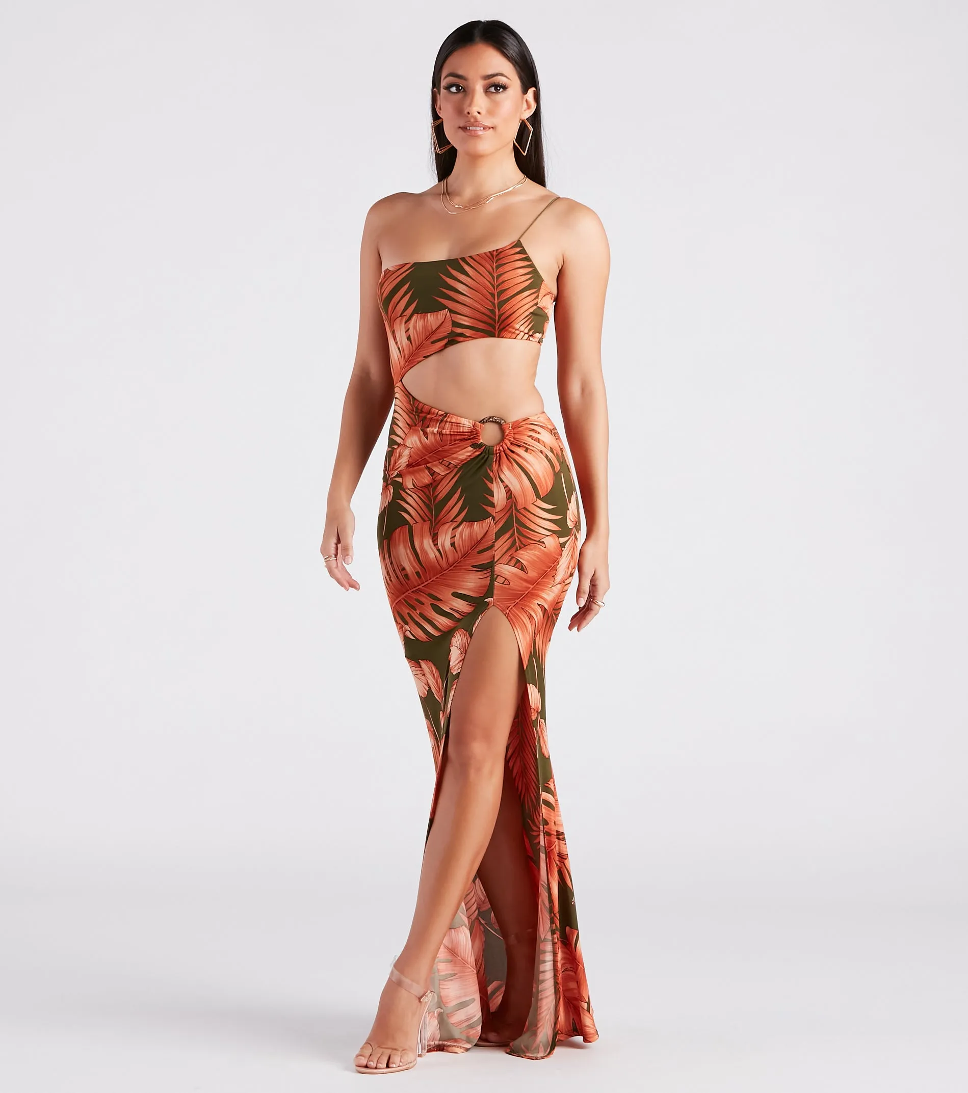 Sunkissed Beauty Tropical Print Cutout Maxi Dress sold by Windsor product image thumbnail 3