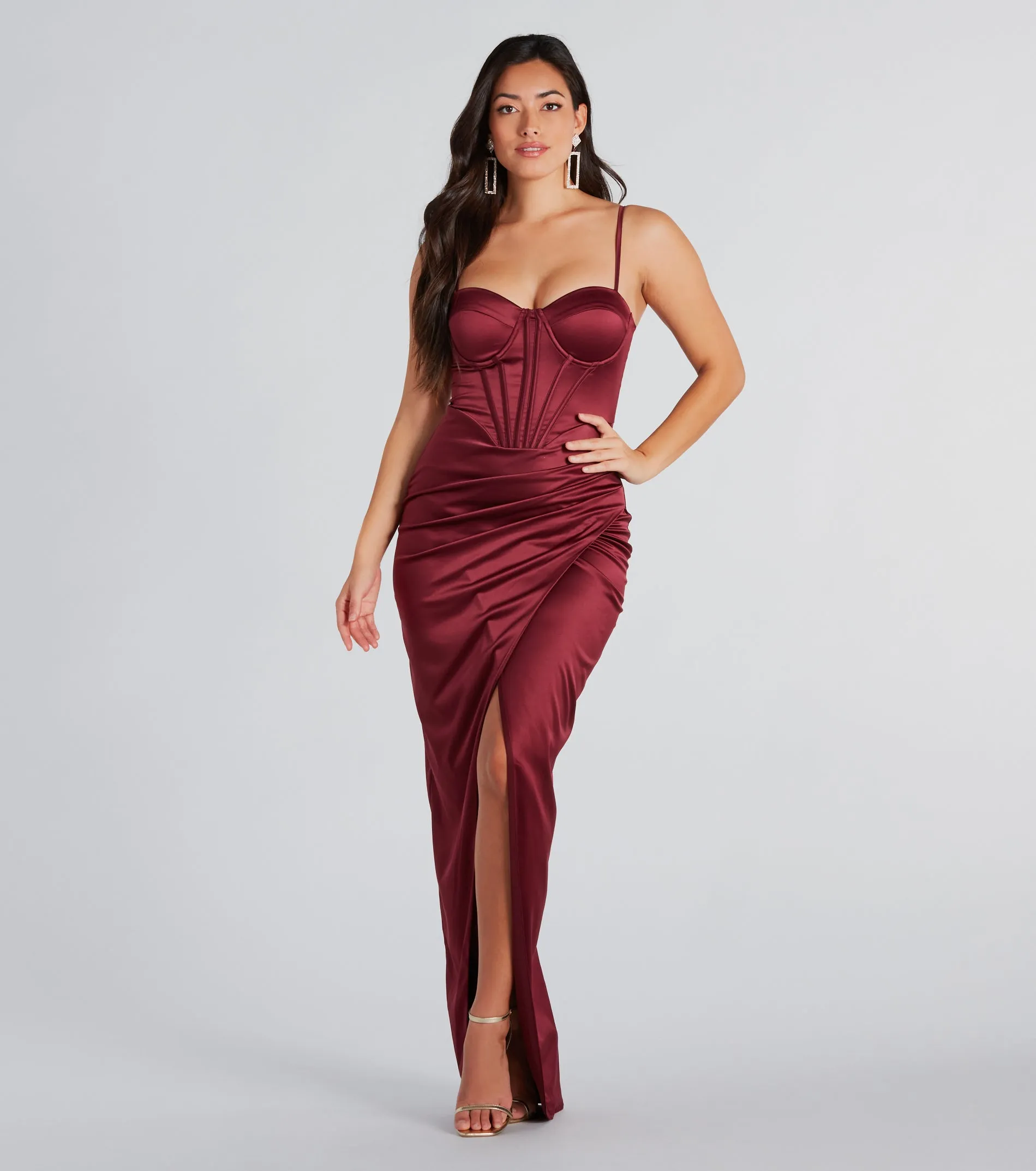 Emmaline Formal Satin Bustier Long Dress sold by Windsor product image thumbnail 5