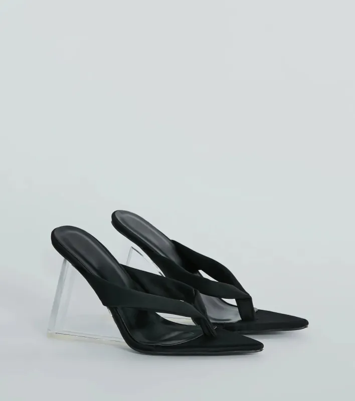Trendy Mode Thong Strap Cutout Clear Wedges sold by Windsor