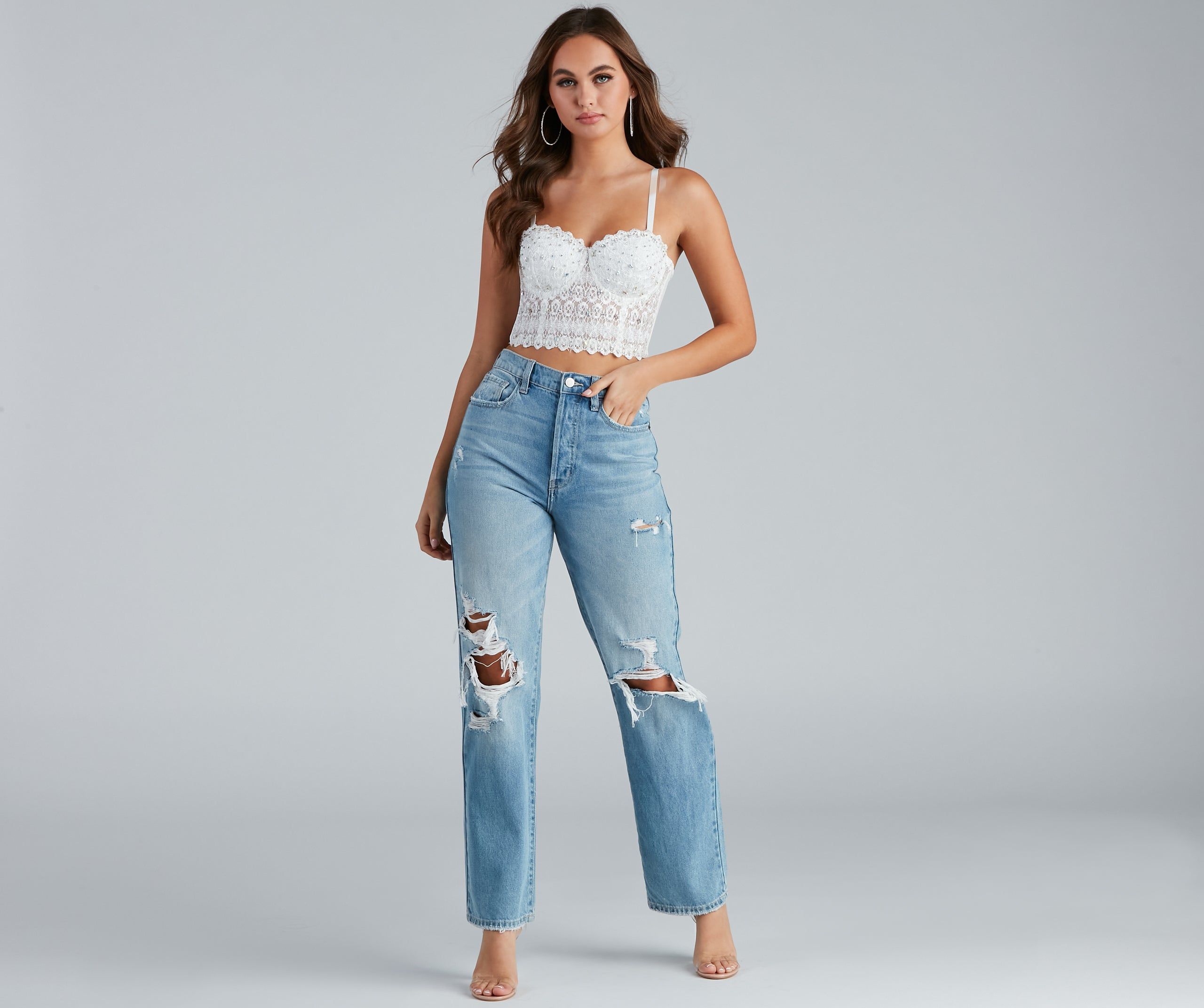 PLACEHOLDER - Reigning Lace Crop Top sold by Windsor product image thumbnail 5