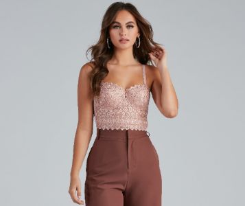 PLACEHOLDER - Reigning Lace Crop Top sold by Windsor
