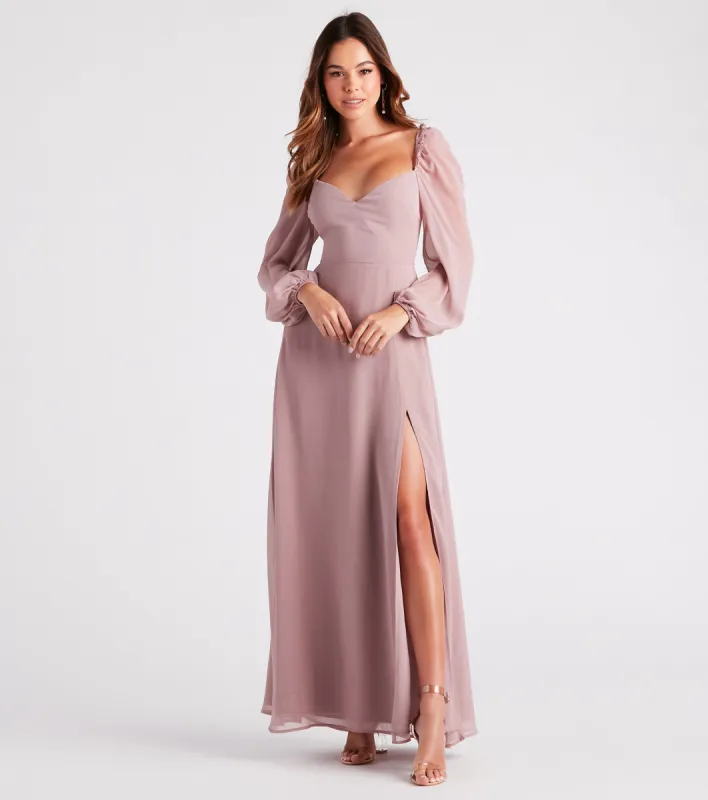 Sheer Beauty Chiffon Slit Maxi Dress sold by Windsor