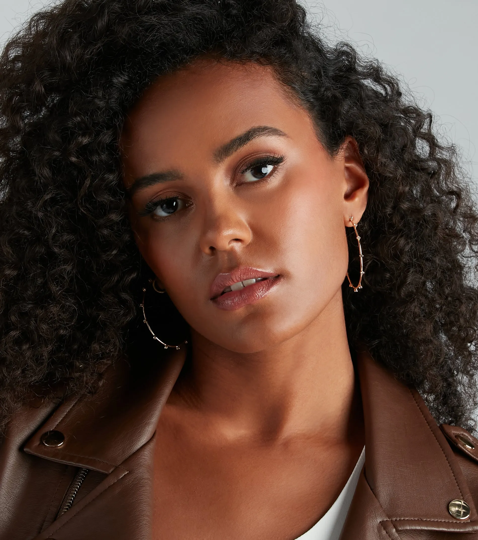 Subtle Chic Rhinestone Thin Hoop Earrings sold by Windsor product image thumbnail 2