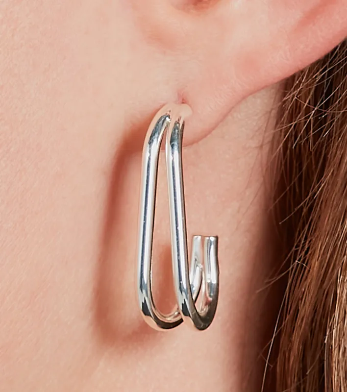 Gleaming Sterling Silver Plated Curved Hoop Earrings sold by Windsor