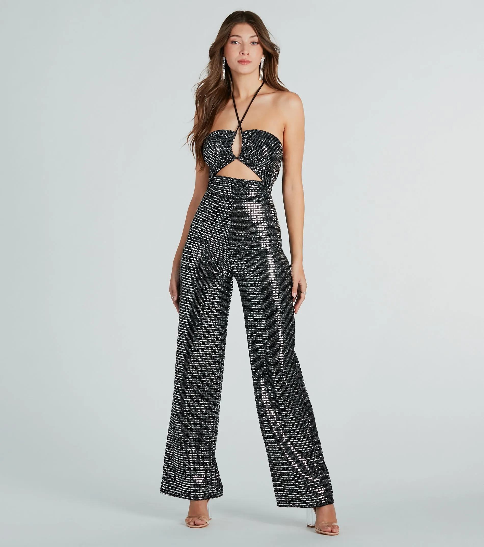 Ultimate Glamour Sequin Cutout Jumpsuit sold by Windsor