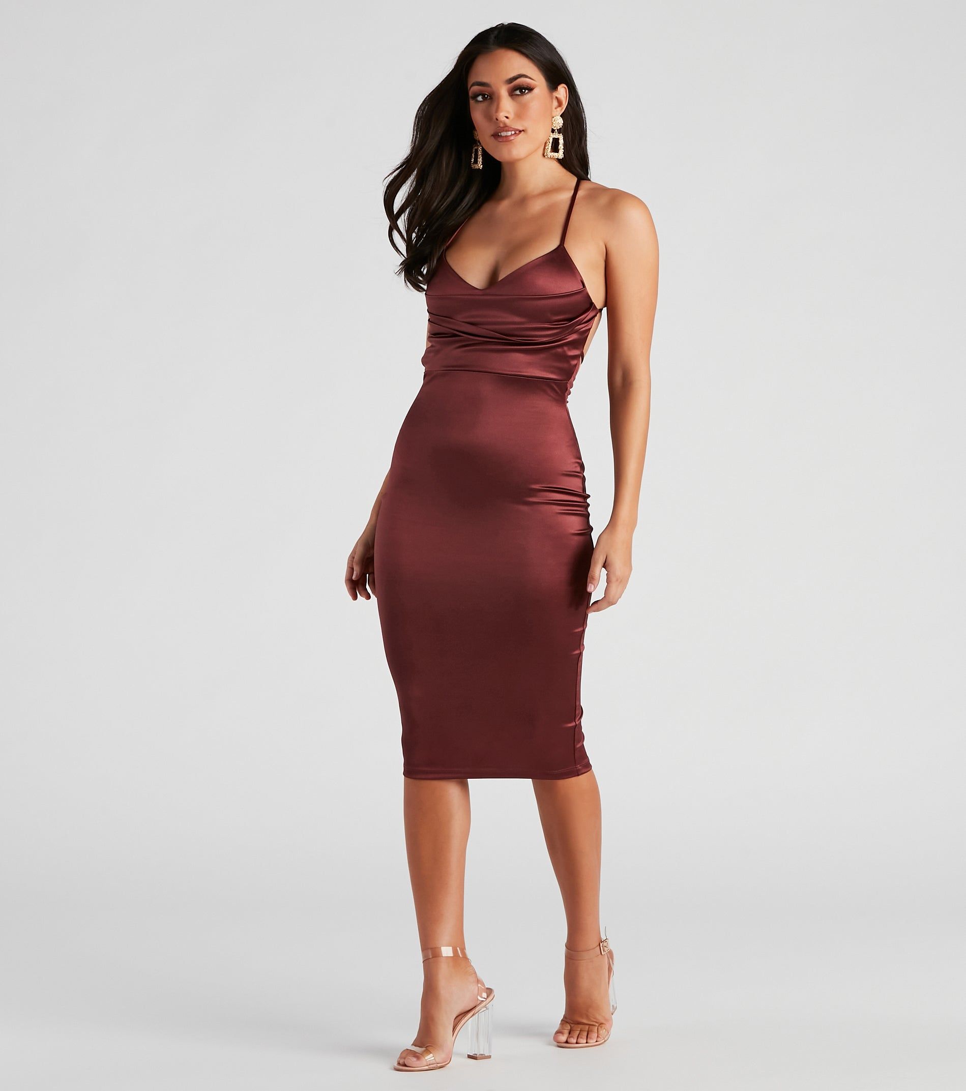 Love Debut Satin Pleat Midi Dress sold by Windsor product image thumbnail 3