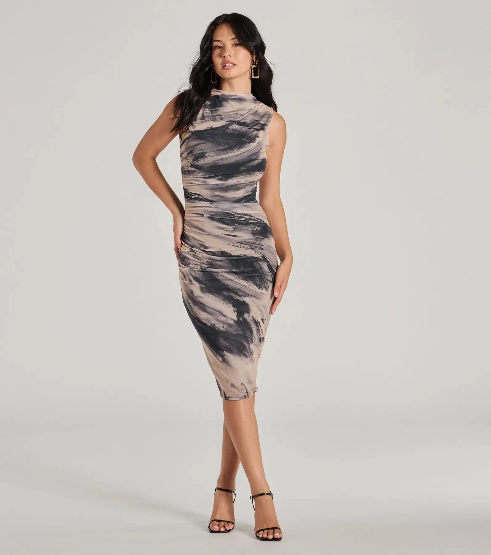 Endlessly Effortless Crew Neck Abstract Midi Dress sold by Windsor