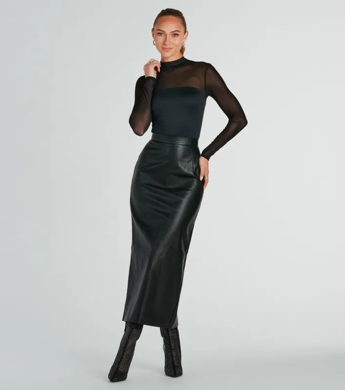 Be The Moment Faux Leather High-Rise Maxi Skirt sold by Windsor