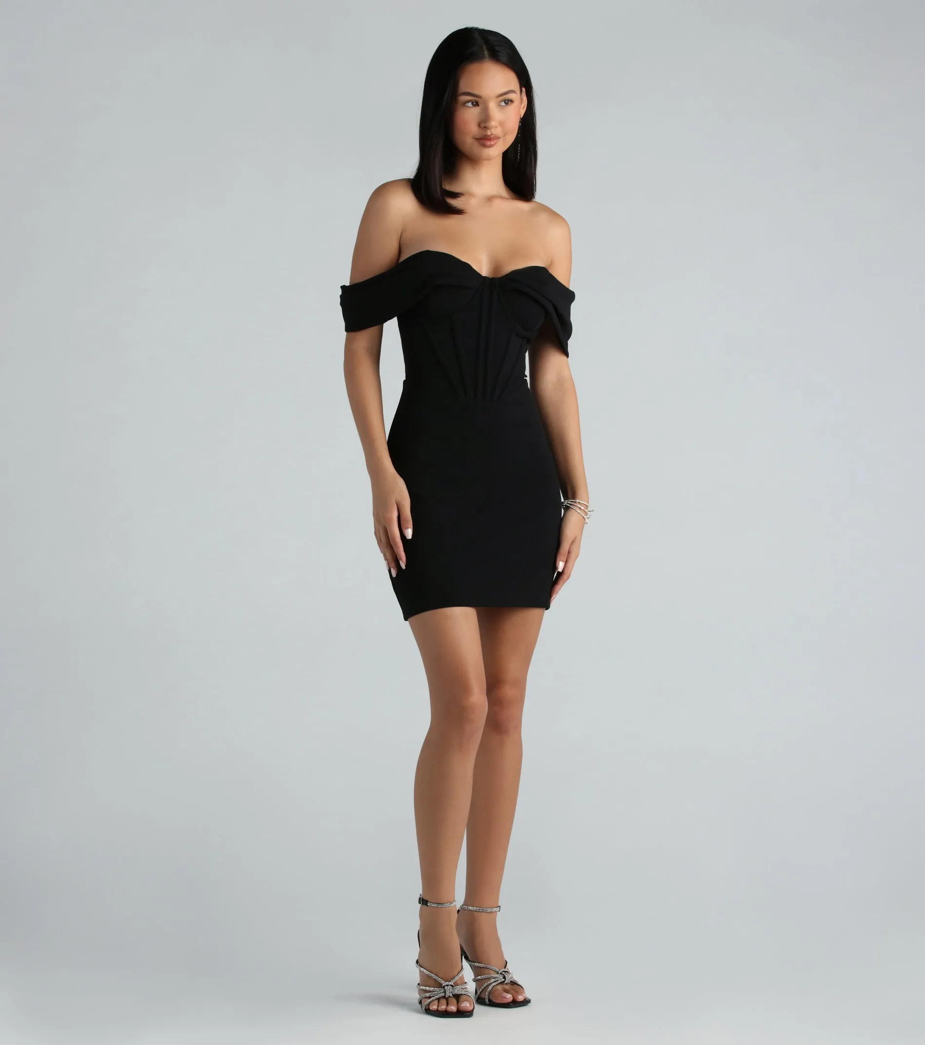 Chic Evening Off-The-Shoulder Mini Dress sold by Windsor product image thumbnail 3