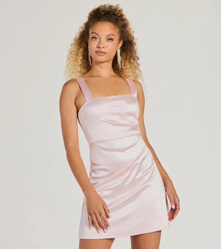 Got The Charm Sleeveless A-Line Satin Mini Dress sold by Windsor