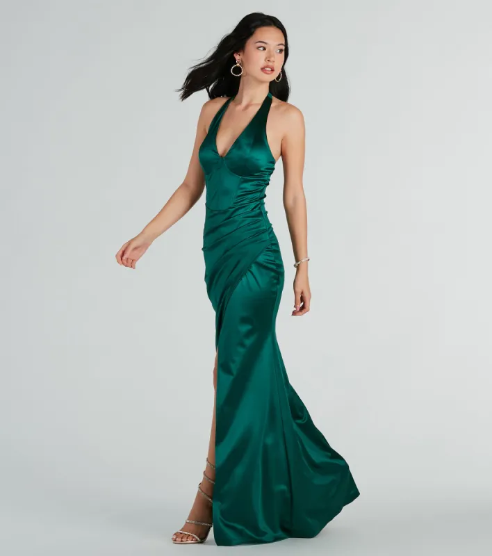 Melissa Formal Satin Halter Mermaid Long Dress sold by Windsor