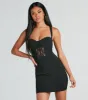 At My Best Crepe Lace Trim Corset Mini Dress sold by Windsor