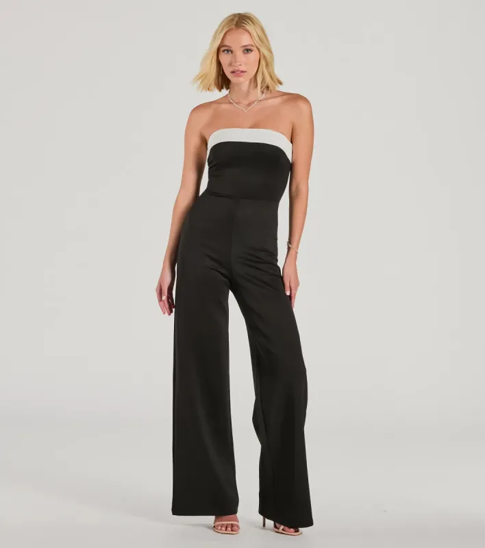 Thinking Out Loud Strapless Wide-Leg Jumpsuit sold by Windsor