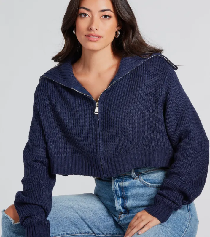 Casually Classic Collared Zip-Front Sweater sold by Windsor