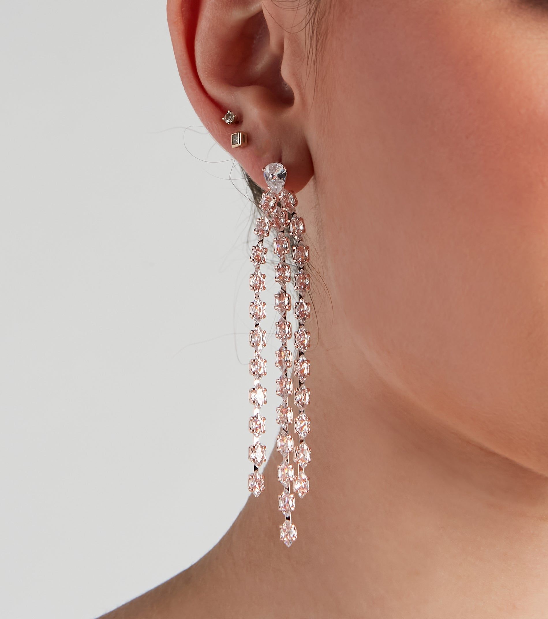 Chic Elegance Cubic Zirconia Fringe Earrings sold by Windsor product image thumbnail 3