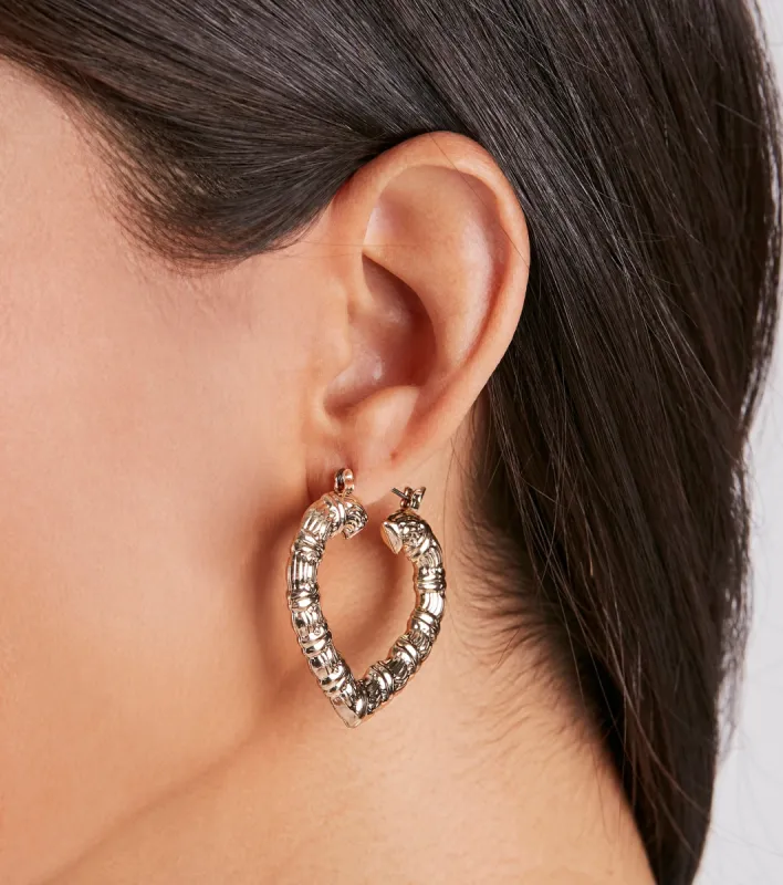 Love For Chic Style Heart Hoop Earrings sold by Windsor