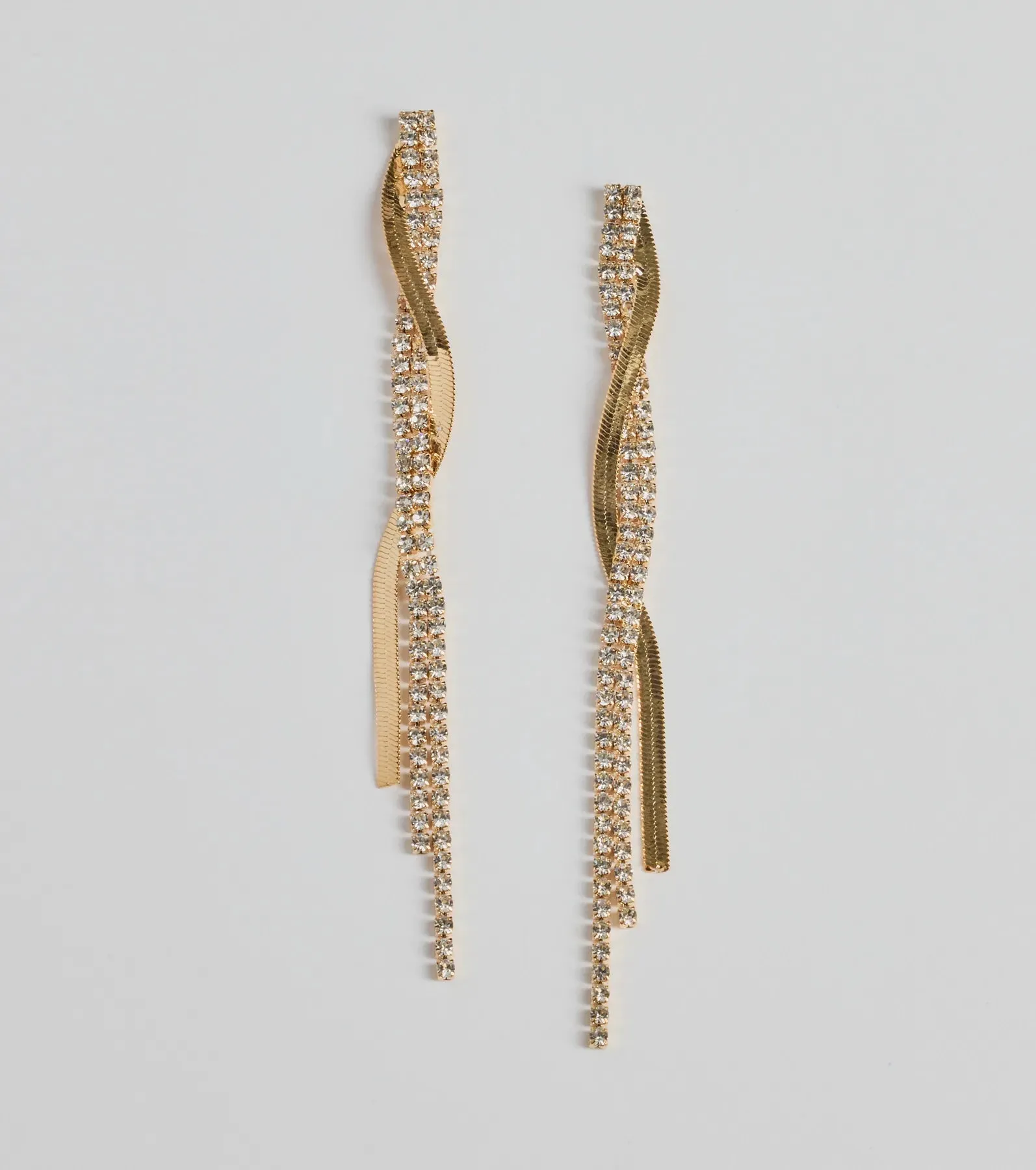 So Elevated Rhinestone Chain Twist Earrings sold by Windsor product image thumbnail 5