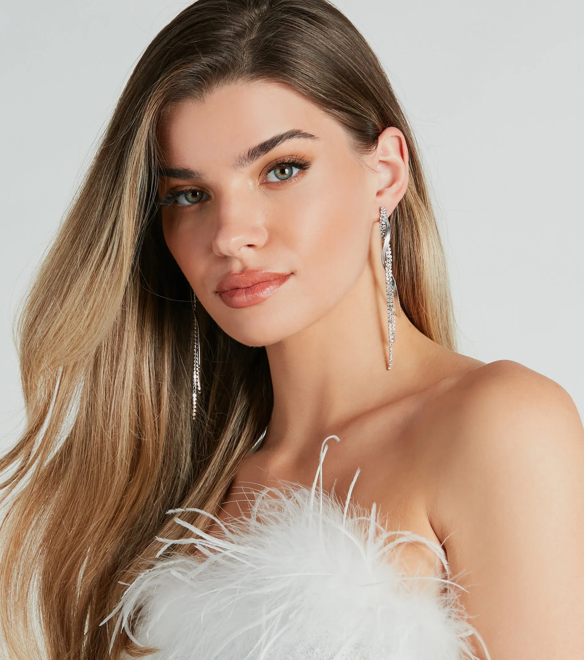 So Elevated Rhinestone Chain Twist Earrings sold by Windsor product image thumbnail 3